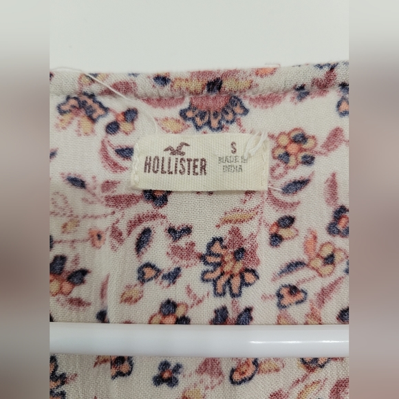 Hollister small floral peasant lace blouse bell sleeves boho prarie red - Picture 2 of 9